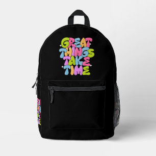 Große Dinge brauchen Zeit T - Shirt Bedruckter Rucksack