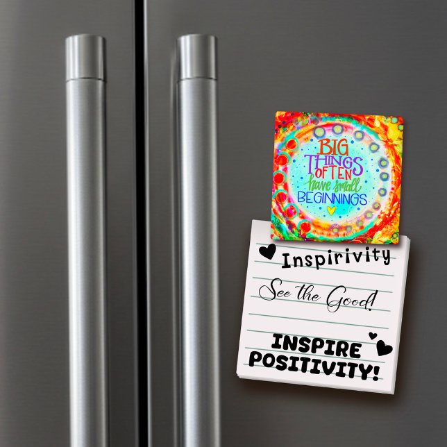 Große Dinge zitieren farbenfrohe Spaß Inspirivity  Magnet (Von Creator hochgeladen)