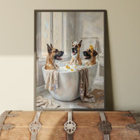 Große Doggen Badezimmer Wannen Poster Kunst Druck
