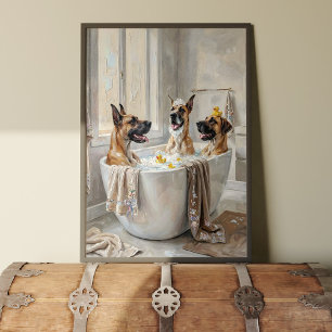 Große Doggen Badezimmer Wannen Poster Kunst Druck