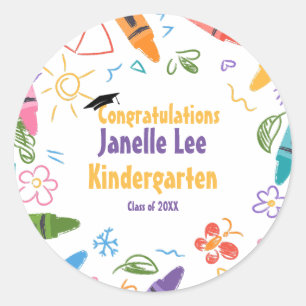 Große Doodle Kindergarten Graduierungsparty Runder Aufkleber