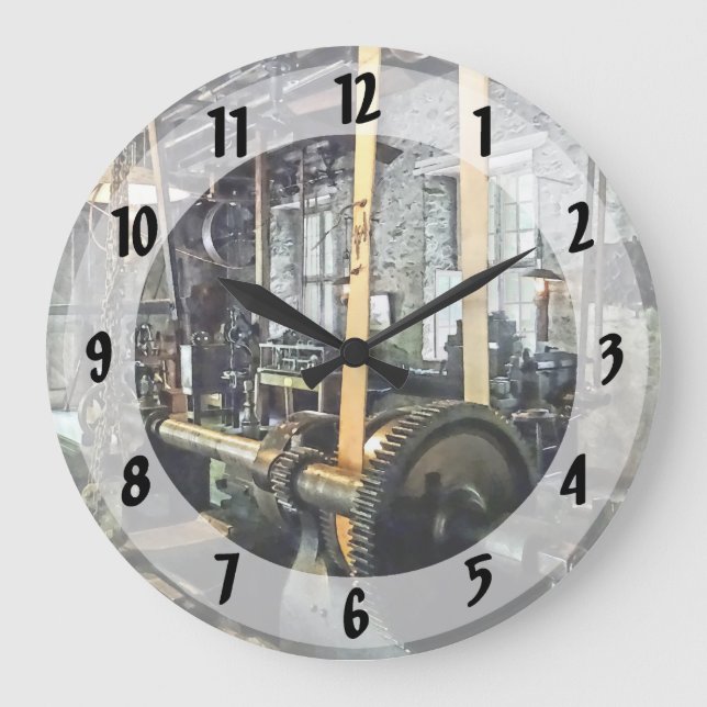 Große Drehbank in der Maschinenwerkstatt Wanduhr (Vorderseite)