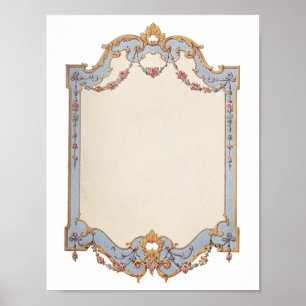 Große druckbare französische Vintage-Rahmen Blaue Poster
