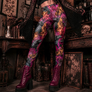 Große Dunkle Totenkopf Schwärmer Gothic Rabe Leggings