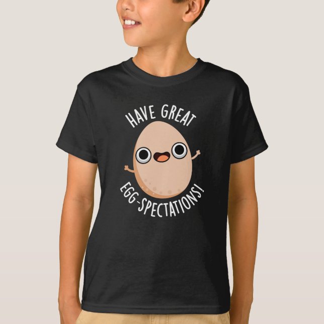Große Ei-Spektionen Funny Egg Pun Dark BG T-Shirt (Vorderseite)