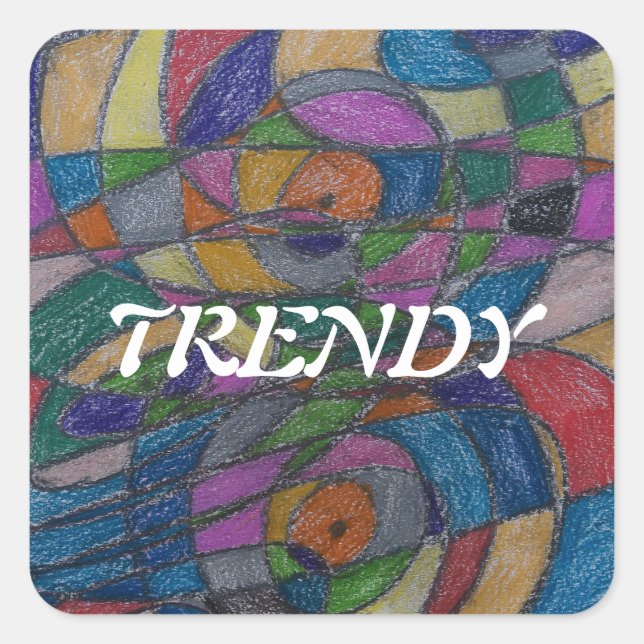 GROSSE EINKAUFSSTECKER VON KÜNSTLER PAULA REILLY. QUADRATISCHER AUFKLEBER (Vorderseite)