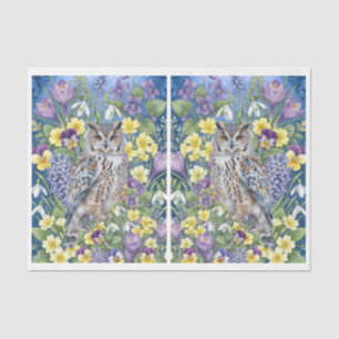 Große Elegante Florale Eulen-Dekupierscheiben Seidenpapier