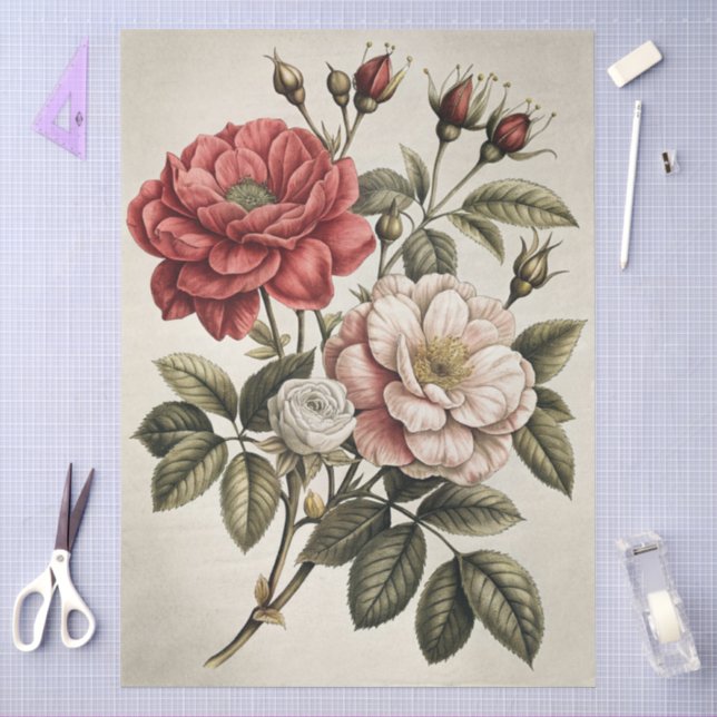 Große elegante florale Möbel-Decoupage Seidenpapier (Basteln)