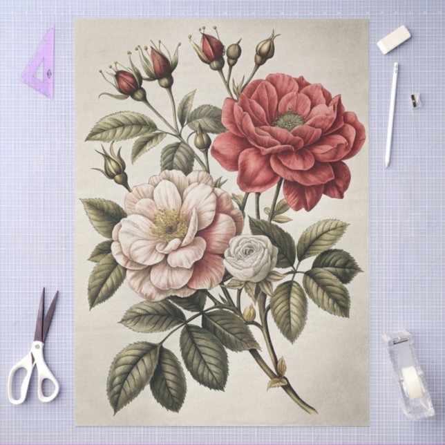 Große elegante florale Möbel-Decoupage Seidenpapier (Basteln)