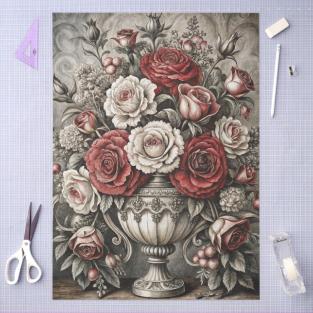 Große elegante florale Möbel-Decoupage Seidenpapier (Basteln)