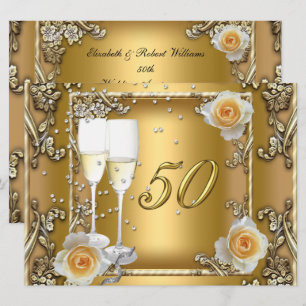 Große elegante goldene 50. Hochzeitstag-Party Einladung