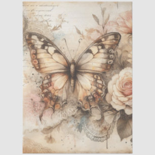 Große Elegante Rustikale Blumen Schmetterling Seidenpapier