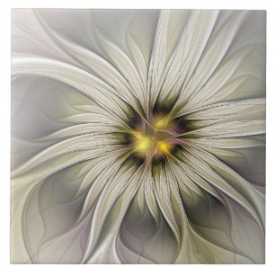 Große Elfenbein-Blume, abstrakte moderne fraktale Fliese