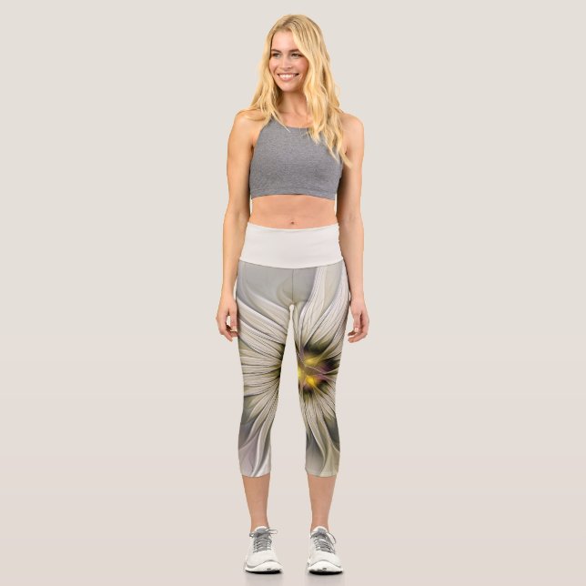 Große Elfenbeinküste, Abstrakte Moderne Fraktal Ku Capri Leggings (Vorderseite)