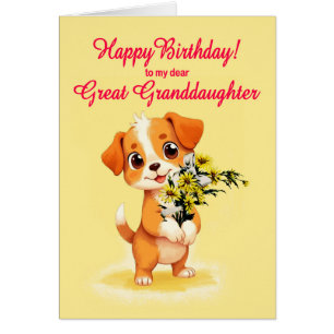 Große Enkeltochter GeburtstagWelpe und Blume