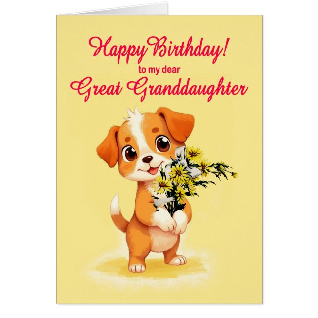 Große Enkeltochter GeburtstagWelpe und Blume (Vorne)