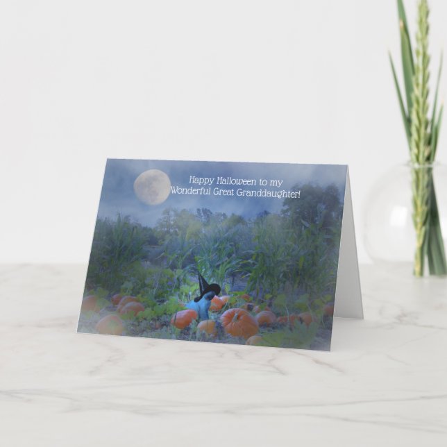Große Enkeltochter Halloween mit Niedlicher Hexenk Karte (Vorderseite)