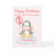 Große Enkeltochter Penguin Happy 1. Geburtstag