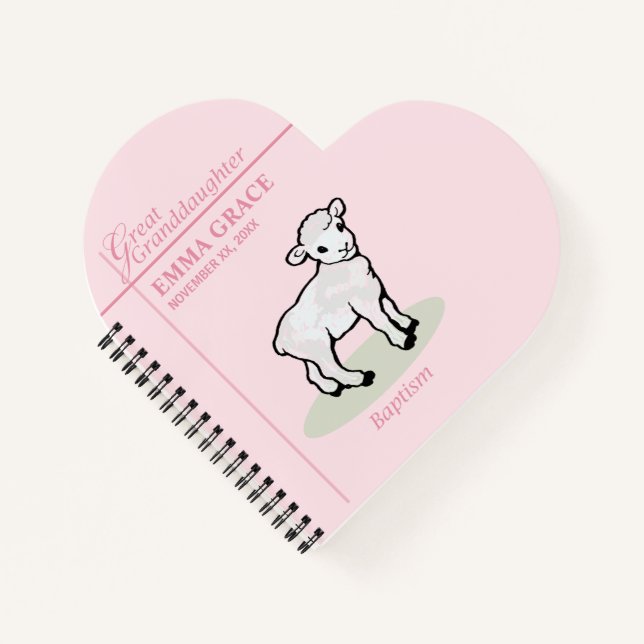 Große Enkeltochter Taufe Pink Girl Lamb Notizbuch (Vorderseite)