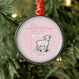 Große Enkeltochter Taufe Pink Girl Lamb Ornament Aus Metall