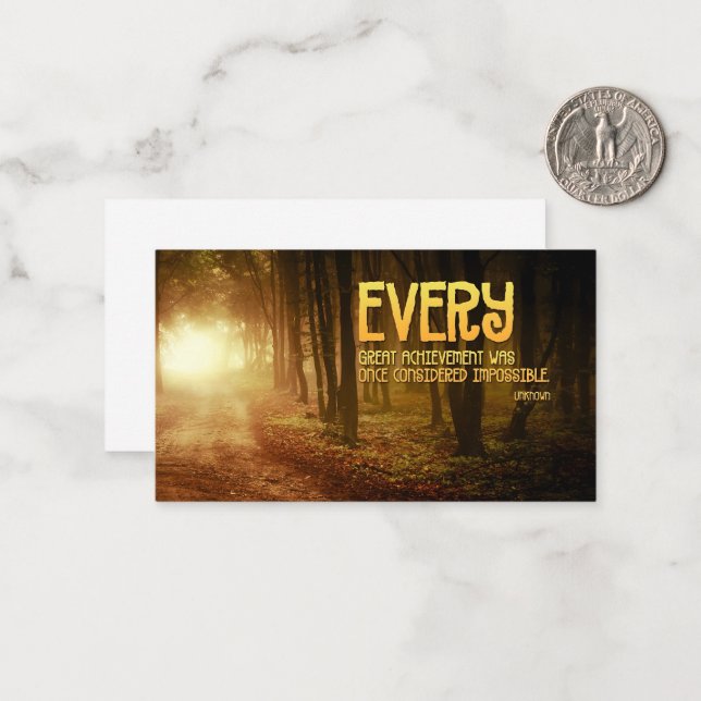 "Große Errungenschaften" Inspiration Zitat Mitteilungskarte (Vorderseite/Rückseite Beispiel)