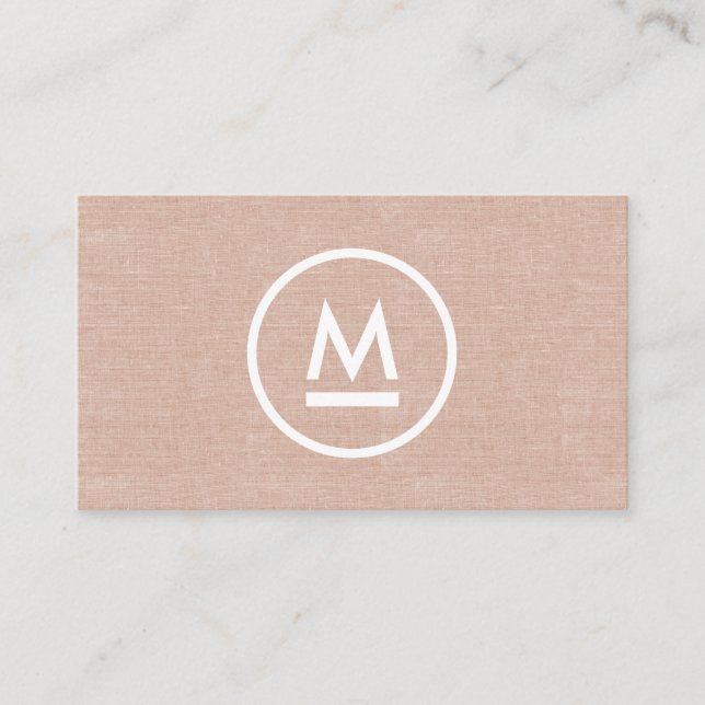 Große erste moderne Monogramm auf Beige Linen Visitenkarte (Vorderseite)