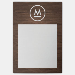 Große erste moderne Monogramm auf braunem Holz Post-it Klebezettel