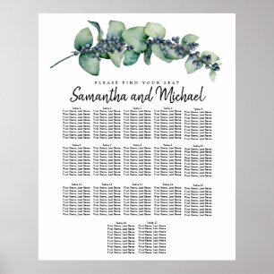 Große Eukalyptus-Botanische 17-Tisch-Sitzkarte Poster