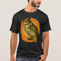 Große Eule mit orange Mond-T-Shirts, Tassen