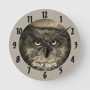 Große Eule Runde Wanduhr
