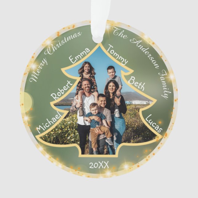 Große Familie Custom Foto Weihnachtsbaum Gerahmt Ornament (Vorderseite)