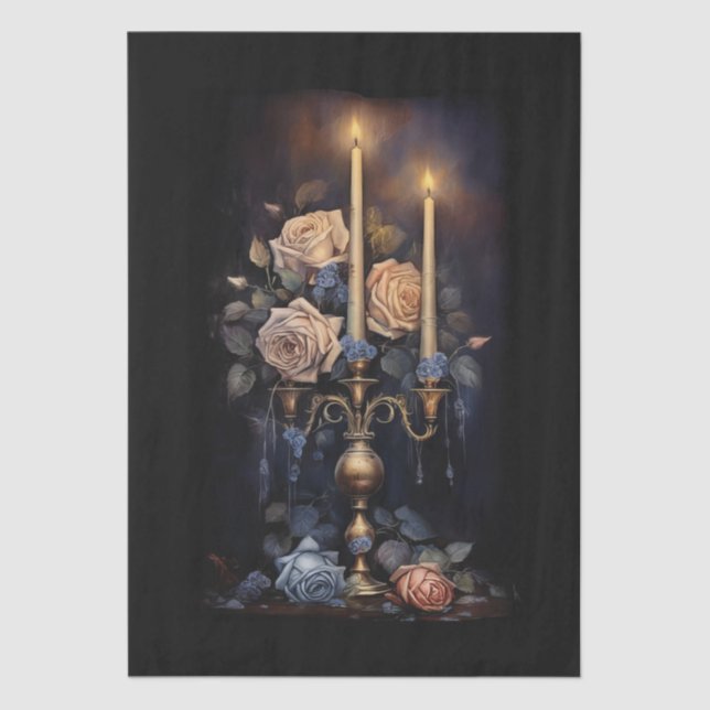 Große Fantasy Gothic Blumenkerzen Dekoupage Seidenpapier (Vorderseite)