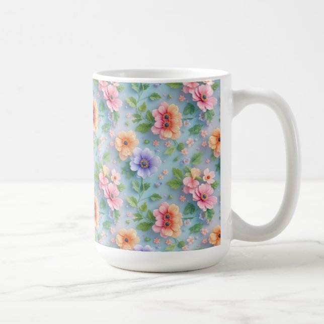 Große farbenfrohe Papierblumen Kaffeetasse (Rechts)
