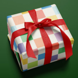 Große Farbenfrohe Rainbow-Schachbrettmuster Geschenkpapier