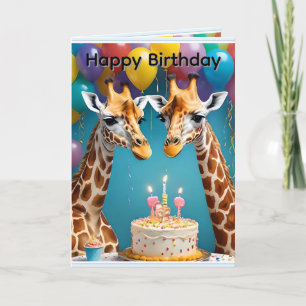 **"Große Feier: Die Geburtstagsfeier eines Giraffe Karte