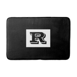 Große, fett ausgekleidete schwarze Monogramm, schw Badematte