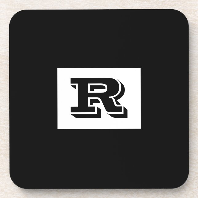 Große, fett ausgekleidete schwarze Monogramm, schw Getränkeuntersetzer (Vorderseite)