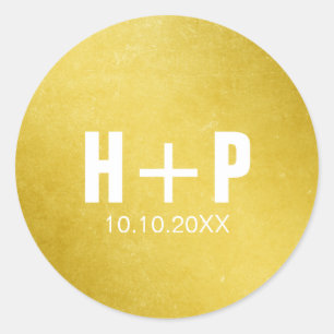 Große Fette Gold Hochzeit Runder Aufkleber
