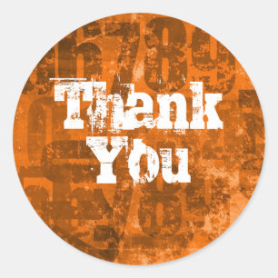 Große fette Zahlen auf brauner Orangengrunge Textu Runder Aufkleber