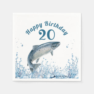 Große Fisch Im Wasser 20. Geburtstags-Party Servie Serviette
