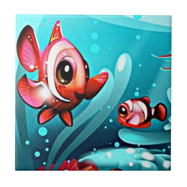 Große Fisch-kleine Fisch-Fliese Fliese (Vorderseite)