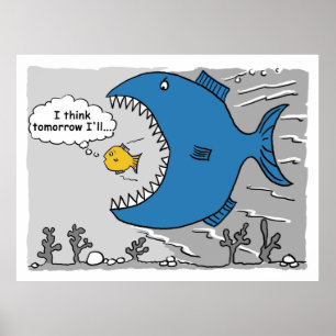 Große Fische, die kurz davor sind, einen kleineren Poster