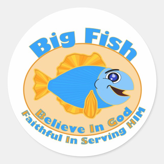 Große Fische glauben an Gott Runder Aufkleber (Vorderseite)