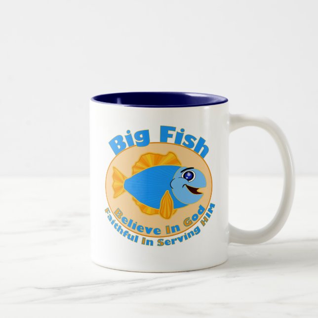 Große Fische glauben an Gott Zweifarbige Tasse (Rechts)