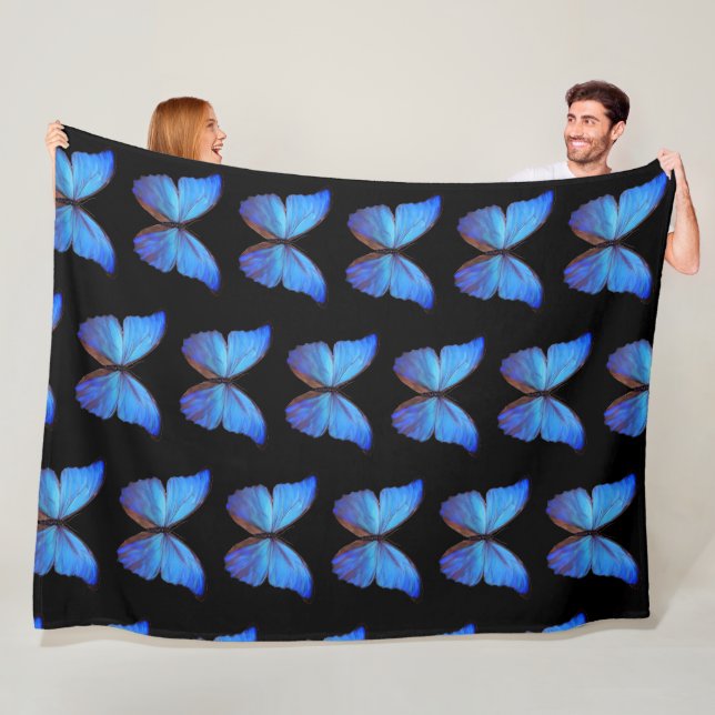 Große Fleece Blanket Blau Schmetterlinge/Schwarz (Beispiel)