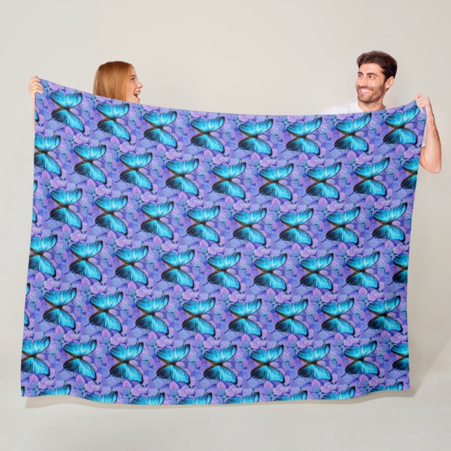 Große Fleece Blanket Blauer Schmetterling/Lavendel (Beispiel)