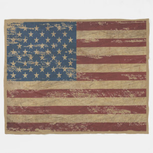 Große Fleece-Decke mit abgenutzter US-Flagge im Vi Fleecedecke