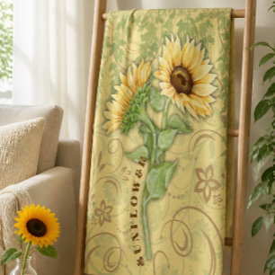 Große Fleece-Decke mit Sonnenblumen Fleecedecke