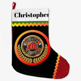 Große Fleece Feuerwehrmann Weihnachts-Strumpf Großer Weihnachtsstrumpf