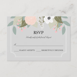 Große florale RSVP-Karte. RSVP Karte